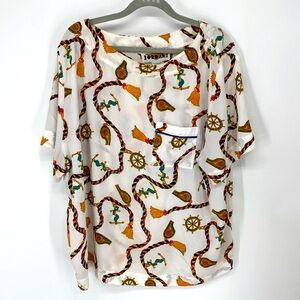Vintage Nautical Print Blouse by JORDAN II Women’s 2X